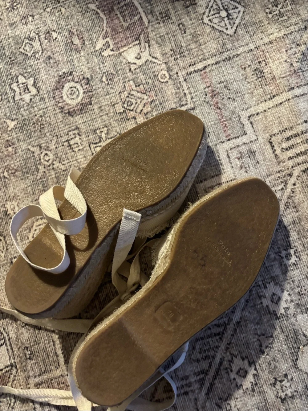 Ralph Lauren Women’s Cream Canvas Espadrille Tie Back size 7